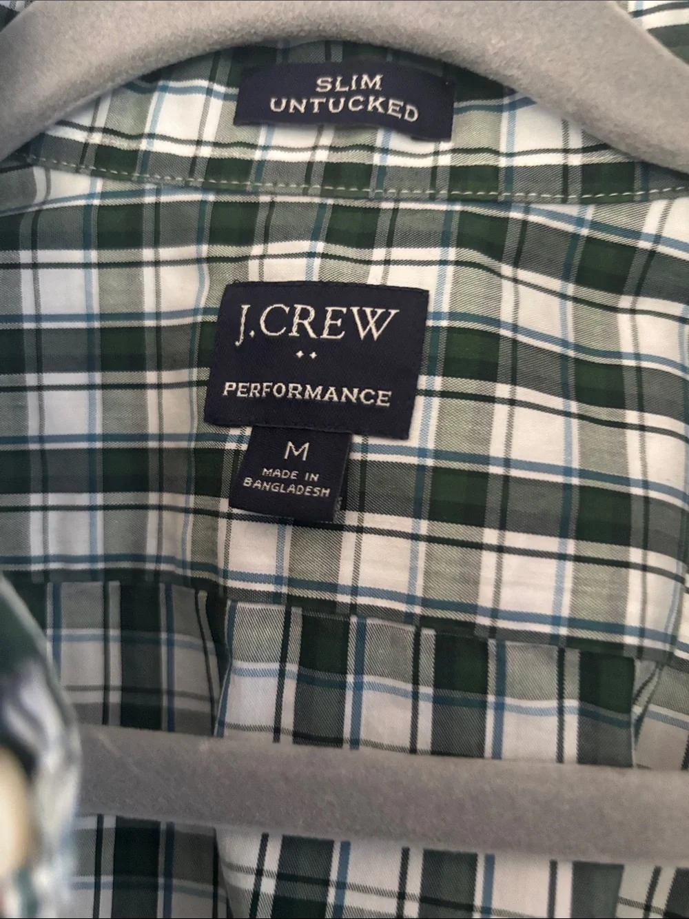 J. Crew Green and White Check Button-Down Shirt